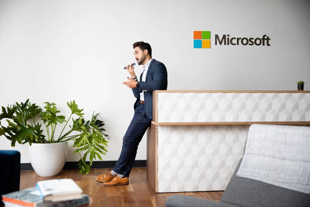 Lucas Hernandez in his office at Microsoft in Miami.