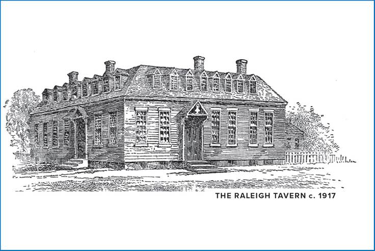 An illustration of the Raleigh Tavern