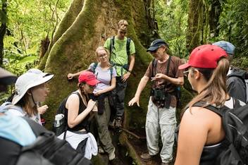 Students discuss conservation in Costa Rica on an environmental studies field study.