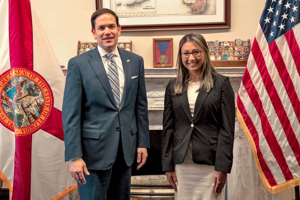 Sen. Marco Rubio and Angelina Khourisader ’23 ’24MBA