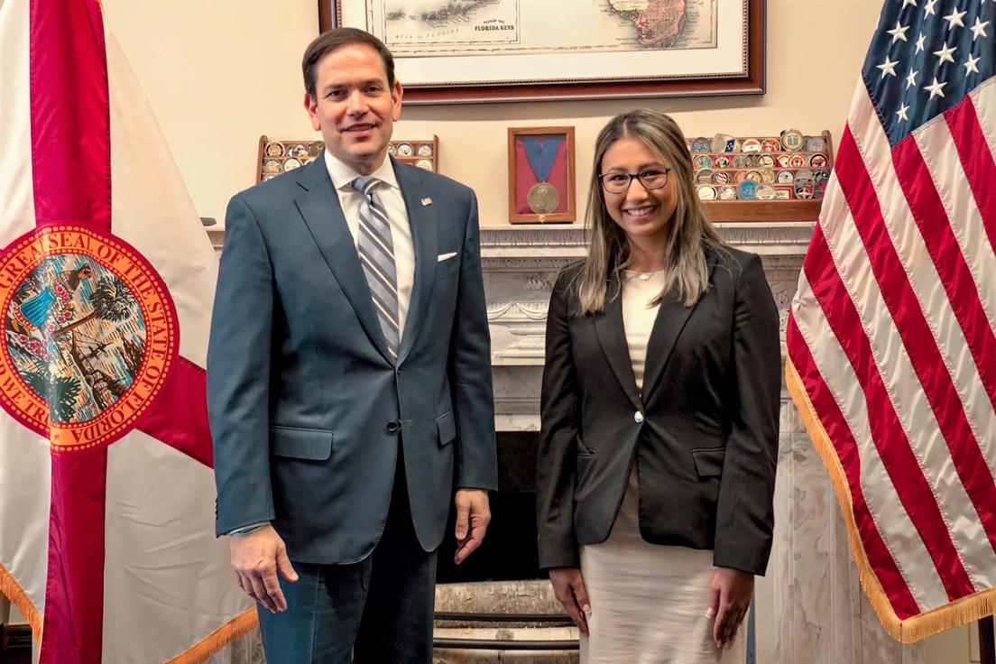 Sen. Marco Rubio and Angelina Khourisader ’23 ’24MBA