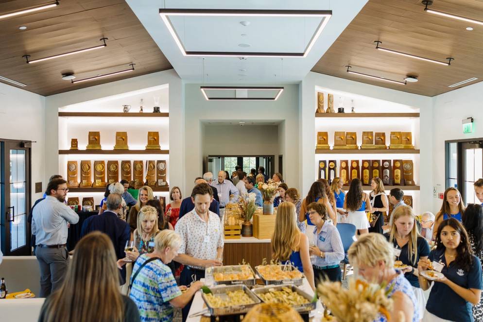 The new Players' Lounge hosting an event with Rollins student-athletes, leadership, and alumni