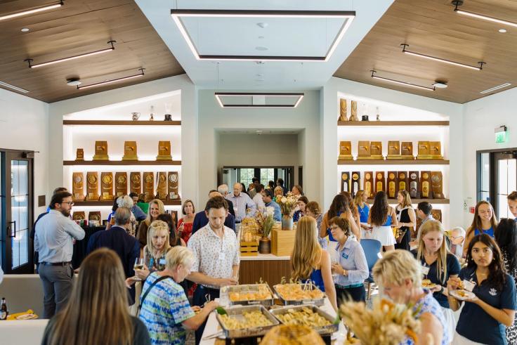 The new Players' Lounge hosting an event with Rollins student-athletes, leadership, and alumni