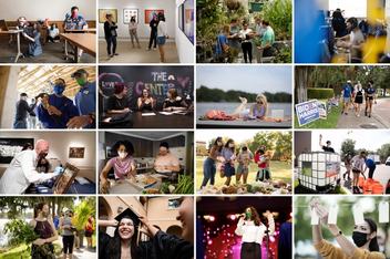 A grid of photos taken throughout the year showing the range of activities and courses Rollins offered in 2021.