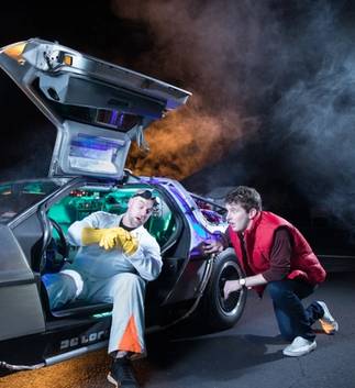 Physics professor in a Delorean time machine