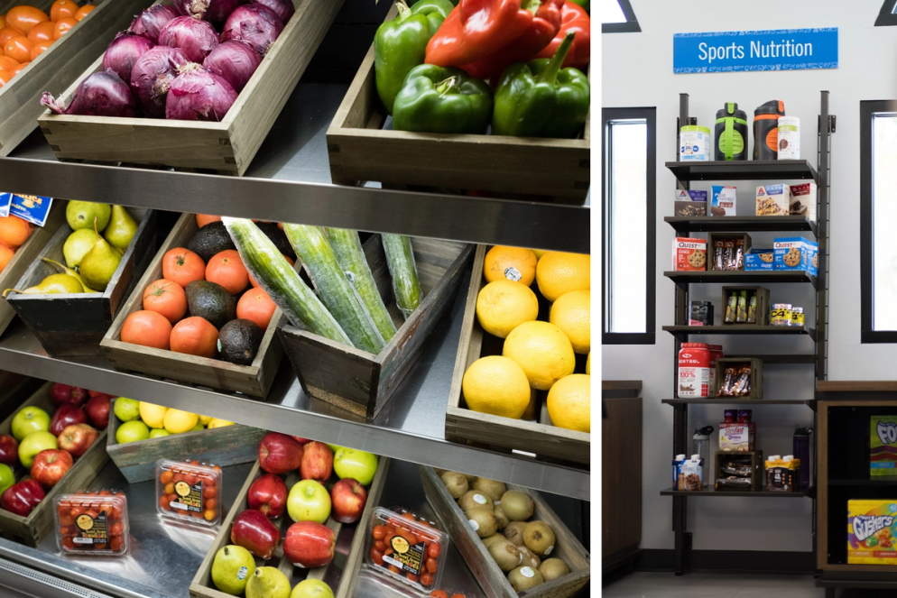 The Fox Lodge's produce and sports nutrition sections