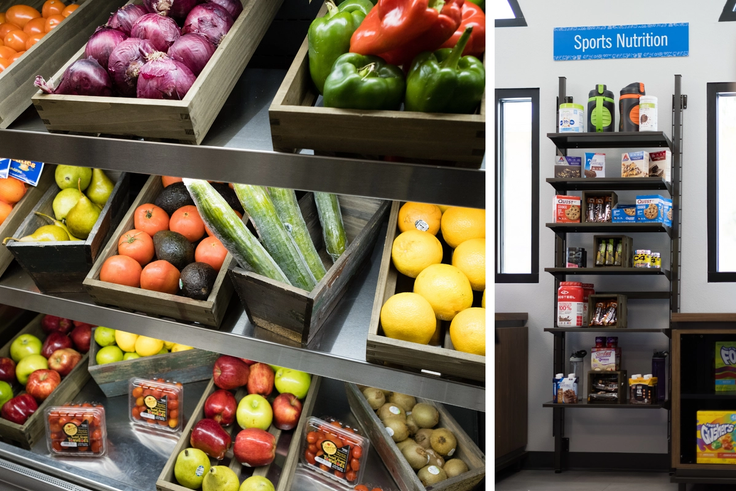 The Fox Lodge's produce and sports nutrition sections