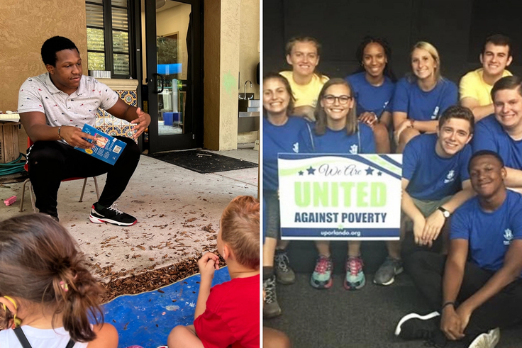 Matthew Deveaux ’23 has grabbed every opportunity to get involved at Rollins, including working with children in Rollins’ Child Development Center and partnering with United Against Poverty.