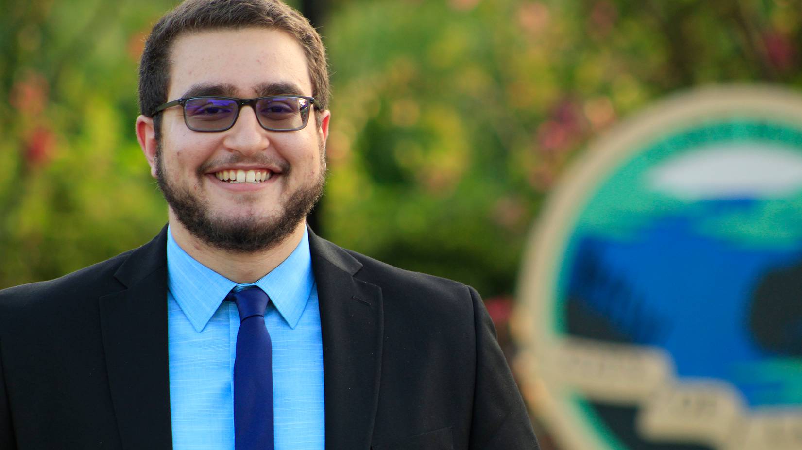 Omar Sadek ’19 pictured in Lake Mary, a suburb of Orlando where he ran for city commission.