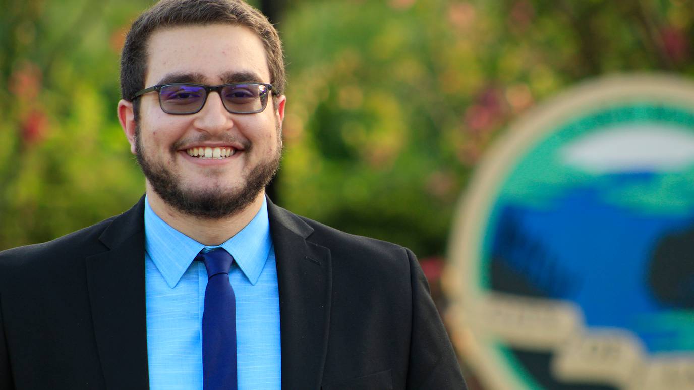 Omar Sadek ’19 pictured in Lake Mary, a suburb of Orlando where he ran for city commission.