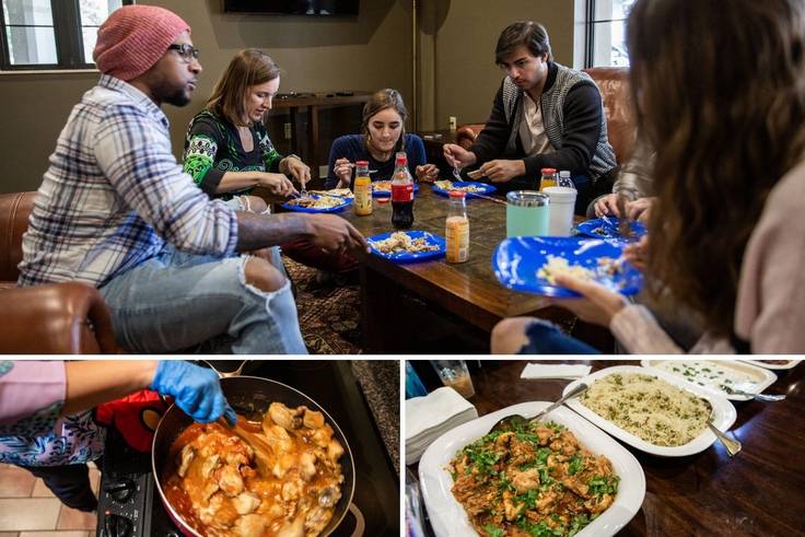 A collage of pictures from a Pakistani cooking demonstration - one of many that took place during the course.