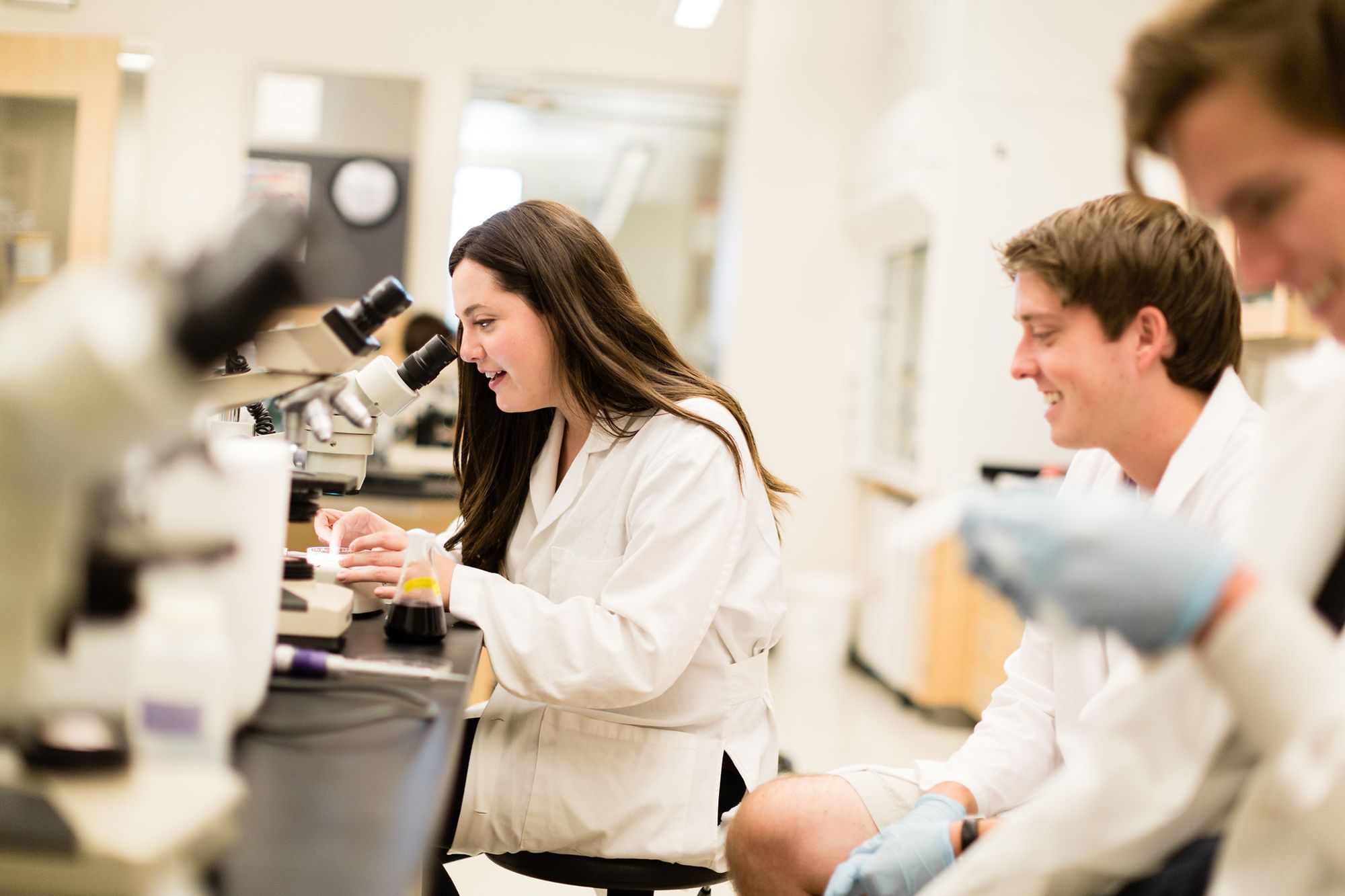 Students conduct biology research in the Bush Science Center.