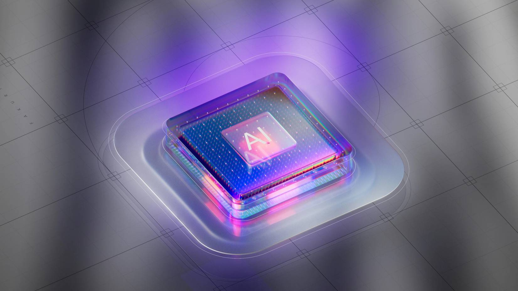Words AI in middle of technology button