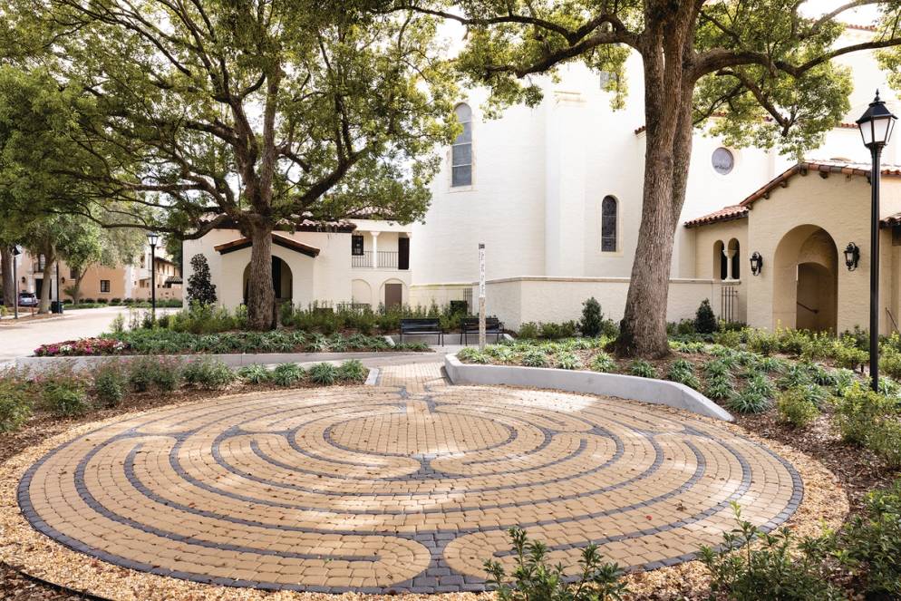 Rollins College’s labyrinth walk near the Knowles Memorial Chapel.