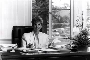 Rita Bornstein pictured at her desk at Rollins College.