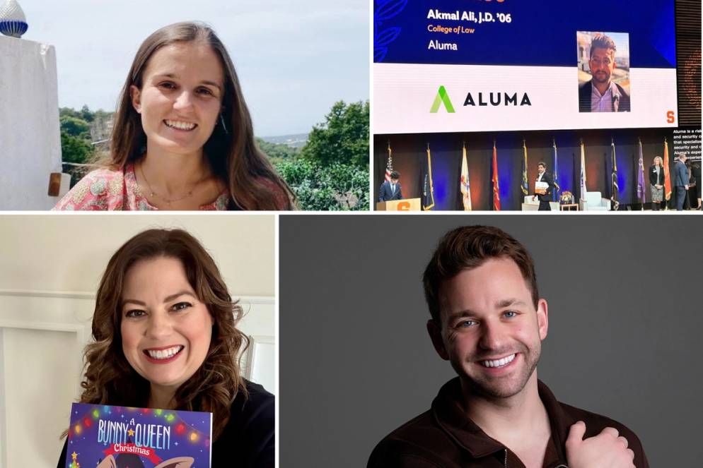 Juliette Bennie ’23, Akmal Ali ’03, Jonathan Rosengarten ’23, and Leah Flaherty ’07.