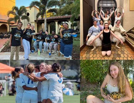 A collage of Rollins College students getting involved in the community.
