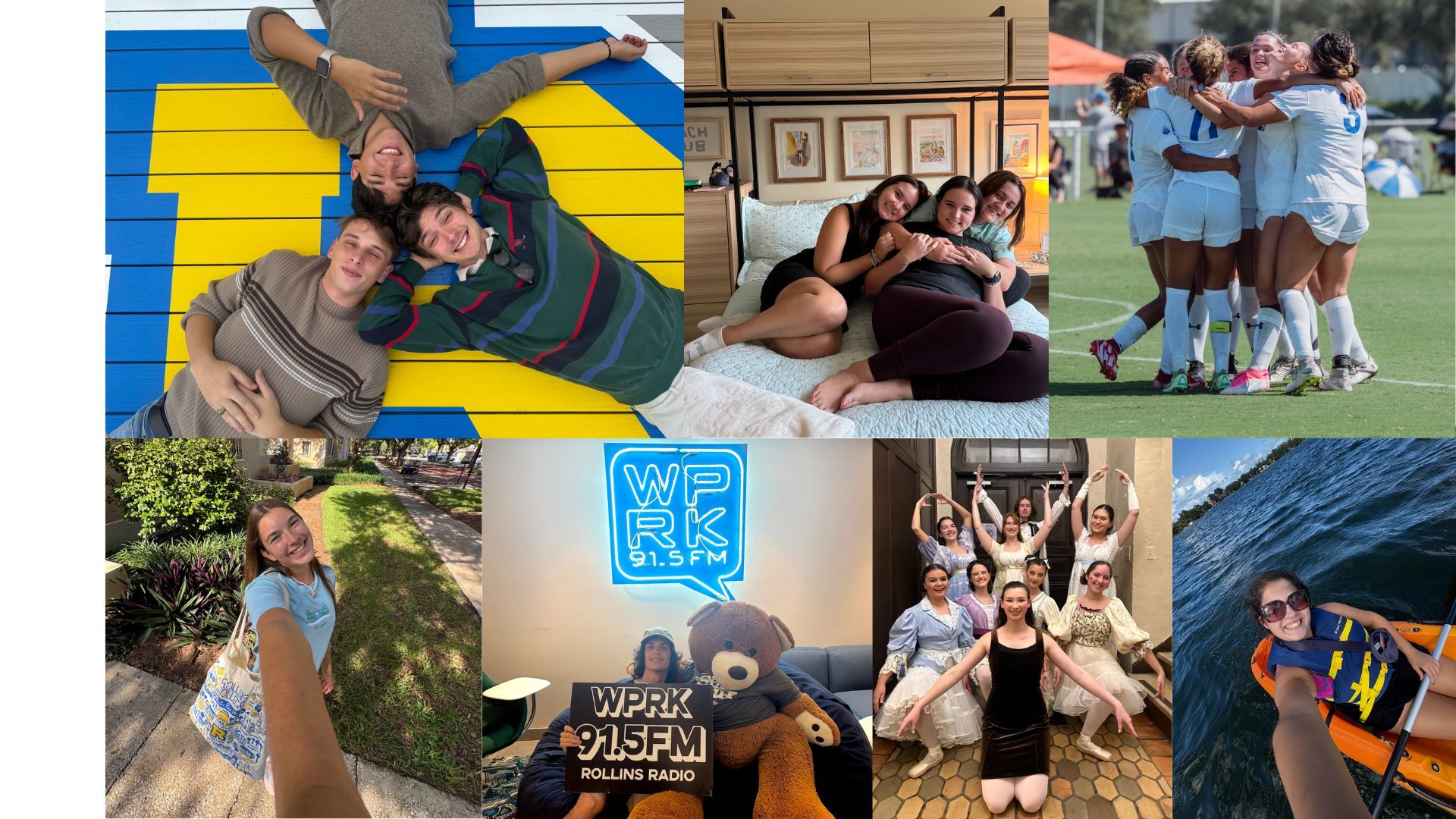 Collage of Rollins College students campus life. 
