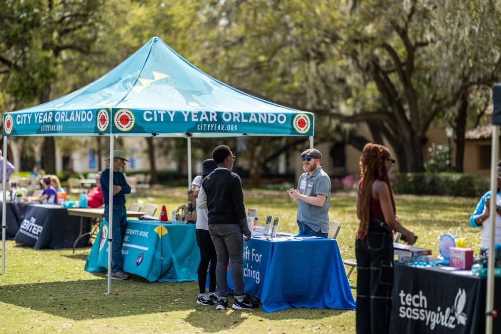 Rollins students took part in a community fair on campus as part of Thaddeus & Polly Seymour Acts of Kindness Day.