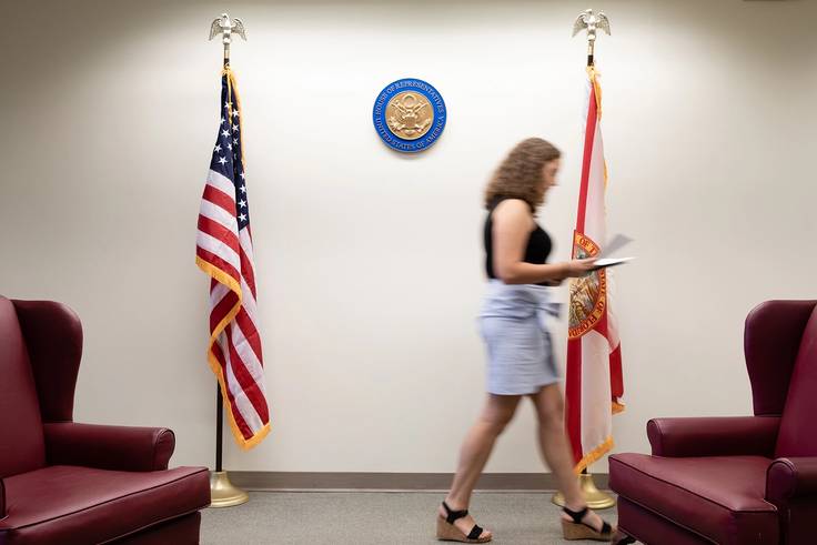 Ellie Heller walking the halls of the office of Congresswoman Stephanie Murphy, the site of her summer internship.
