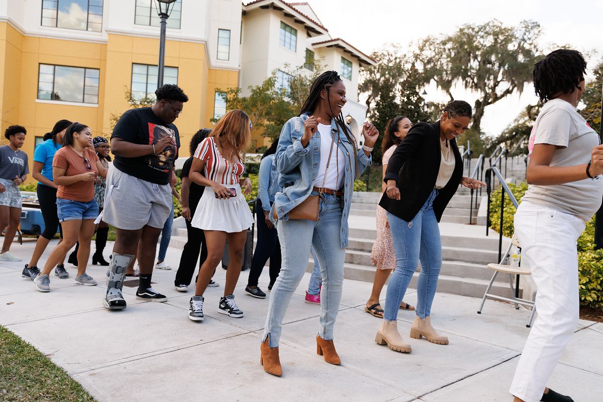 Black Student Union students dancing during an event at Lakeside