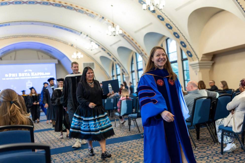 Theta President and art history professor MacKenzie Moon Ryan at the PBK induction ceremony.