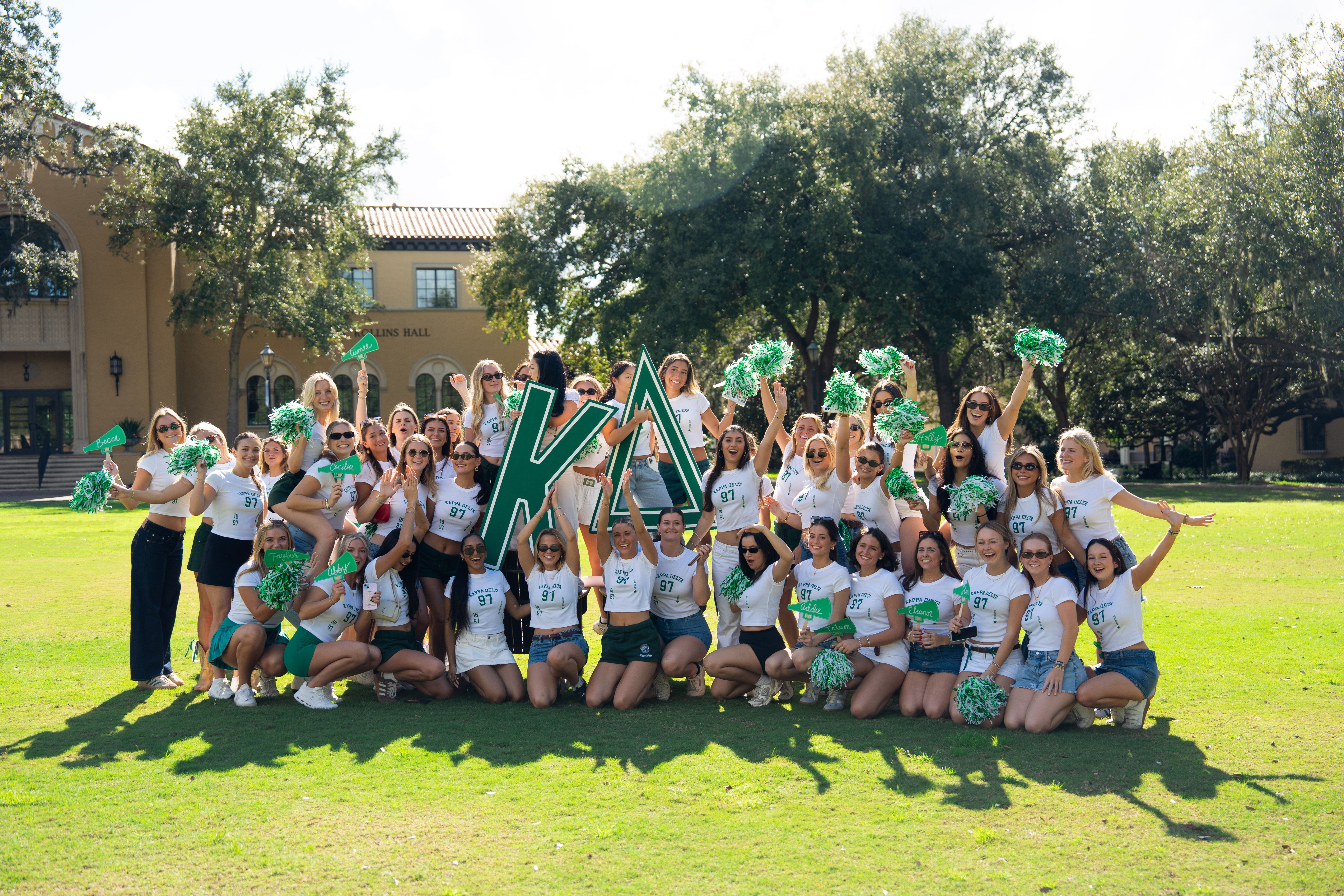 Rollins students celebrating sorority Bid Day