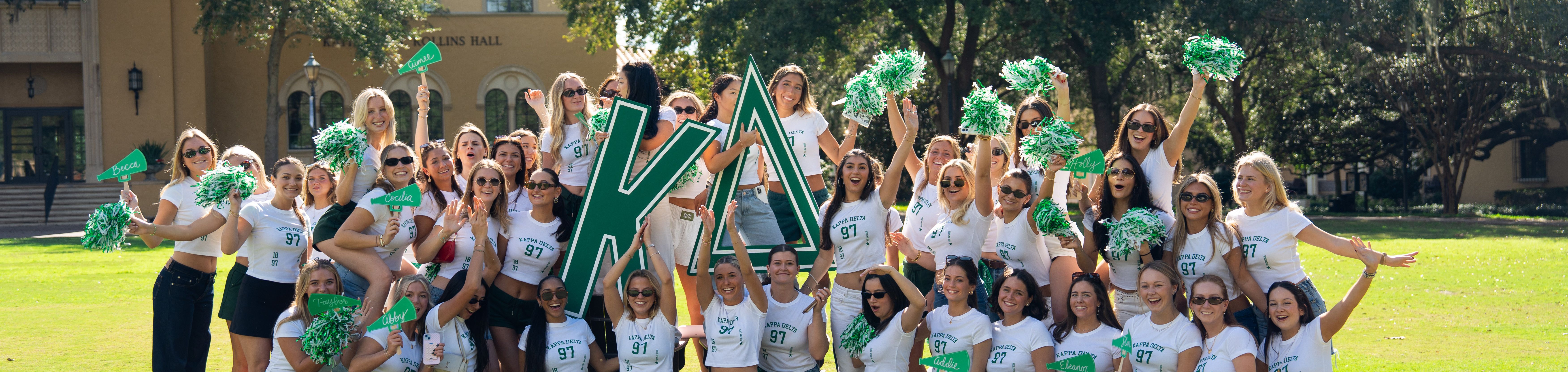 Rollins students celebrating sorority Bid Day