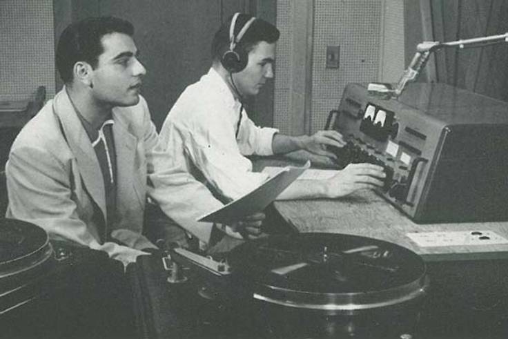 Students broadcast from WPRK's original location in the 1950s.