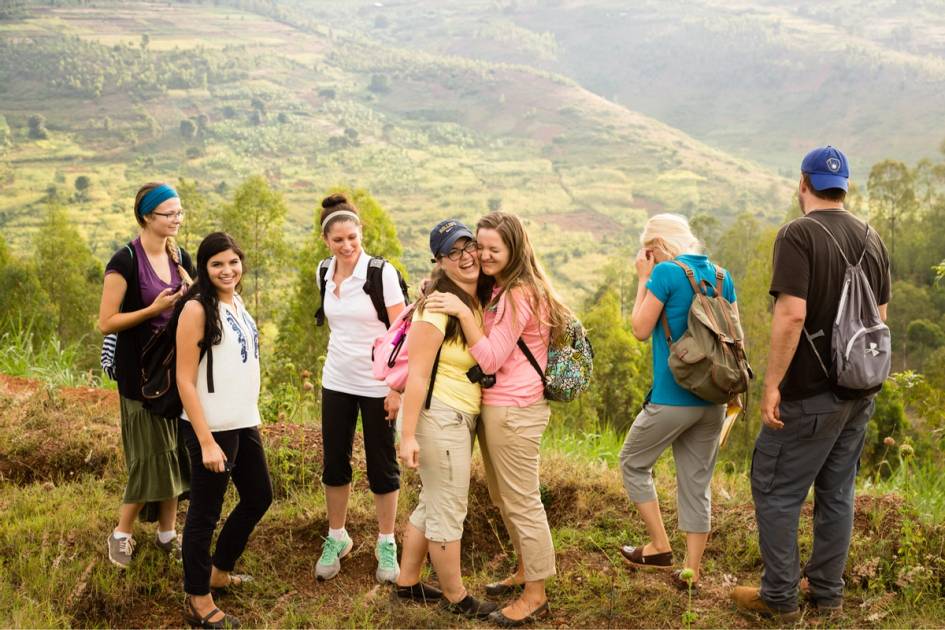 Rollins students on a field study in Rwanda.