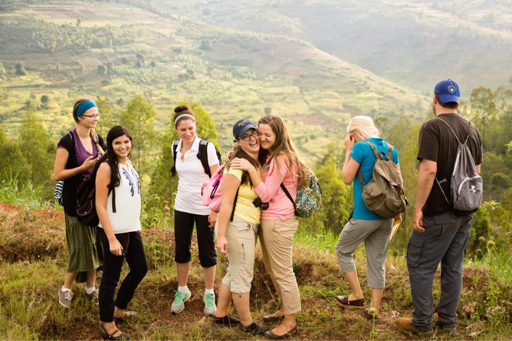 Rollins students on a field study in Rwanda.