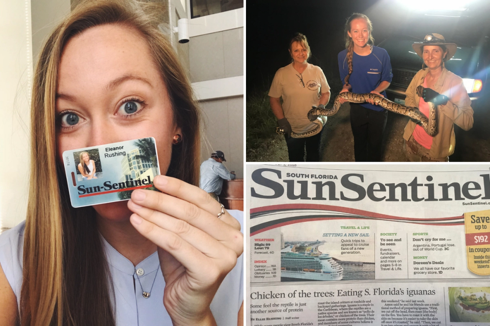 Ellie Rushing during her Sun Sentinel internship.