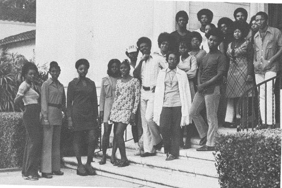 A group photo of the Black Student Union at Rollins in the early seventies.