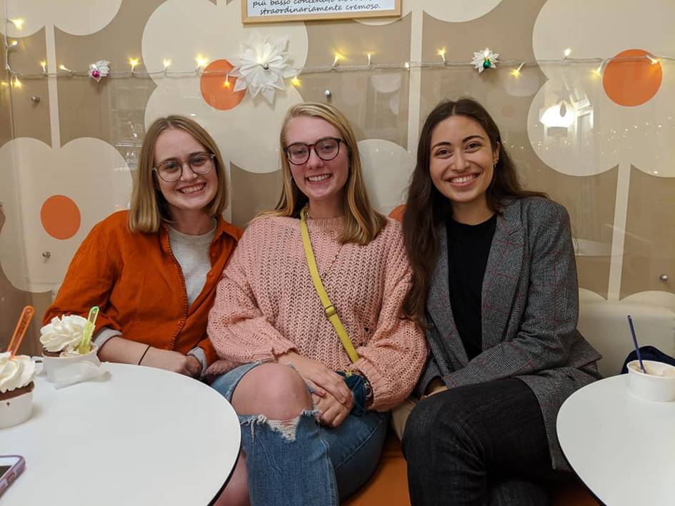 Students in a gelato shop in Rome, Italy.