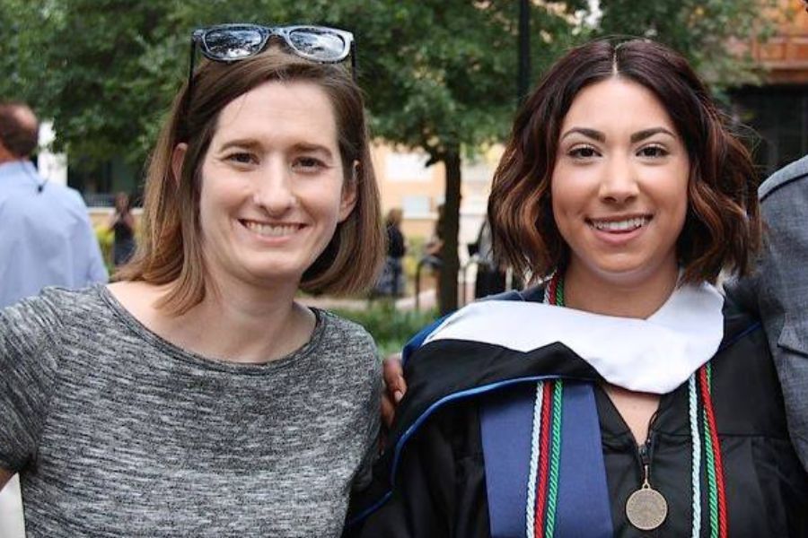History professor Hannah Ewing and history major Carly A. Quinn ’17 at commencement