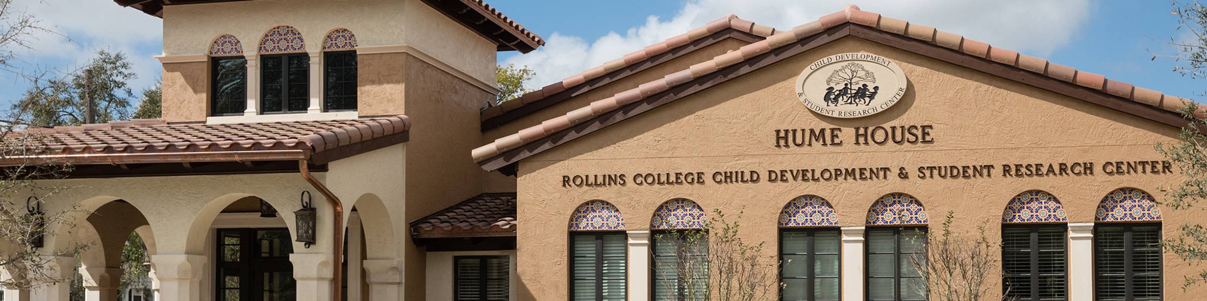 Photo of the Hume House Child Development & Student Research Center building on the Rollins campus.