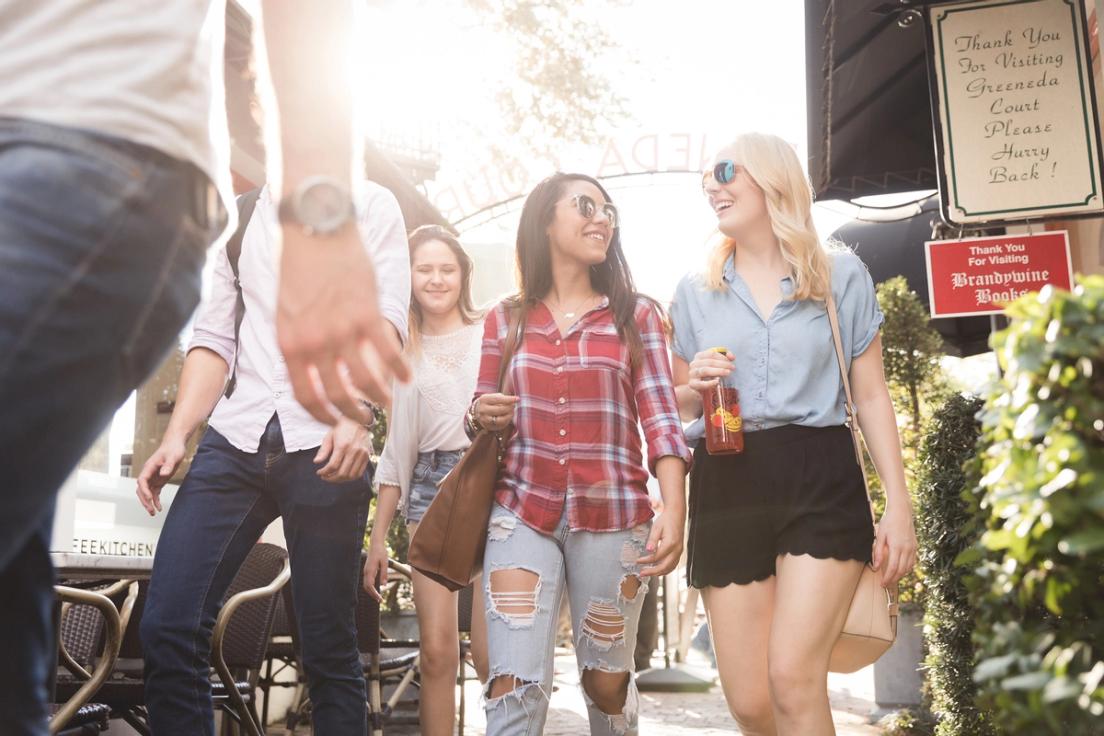 Rollins students stroll down Park Avenue, just steps from campus.