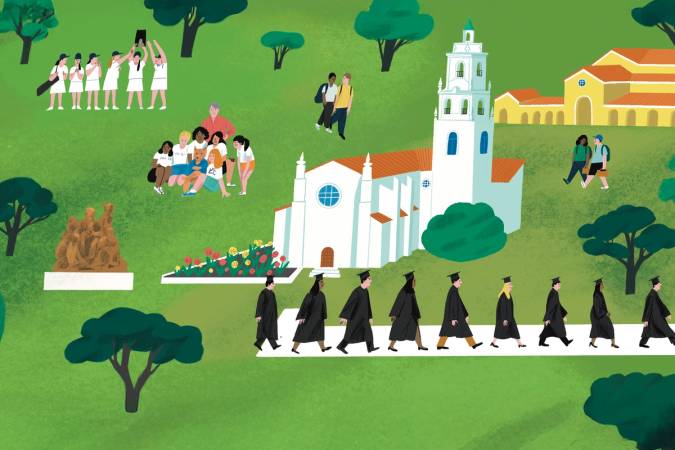 An illustration of the Rollins College Campus