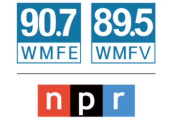 logo for WMFE and WMFE Radio with npr underneath