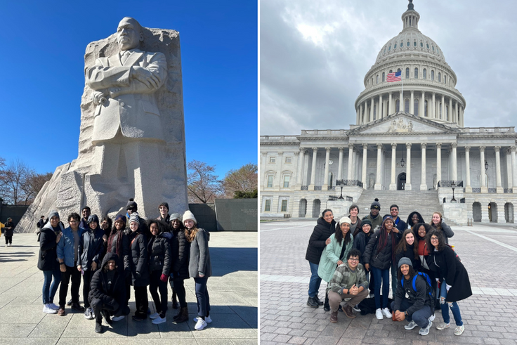 Students visit the Martin Luther King Jr. memorial and the Capitol Building on an alternative spring break trip to D.C.