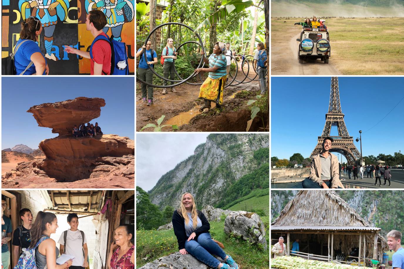 A collage of images from Rollins' study abroad programs.
