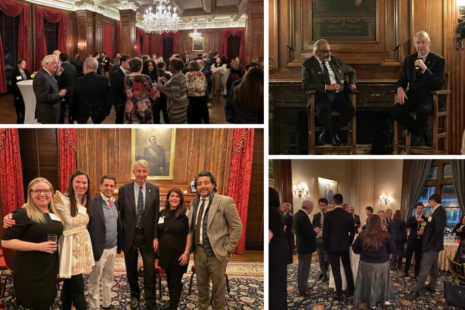 A collage of Rollins alumni, President Grant Cornwell and Anil Menon.