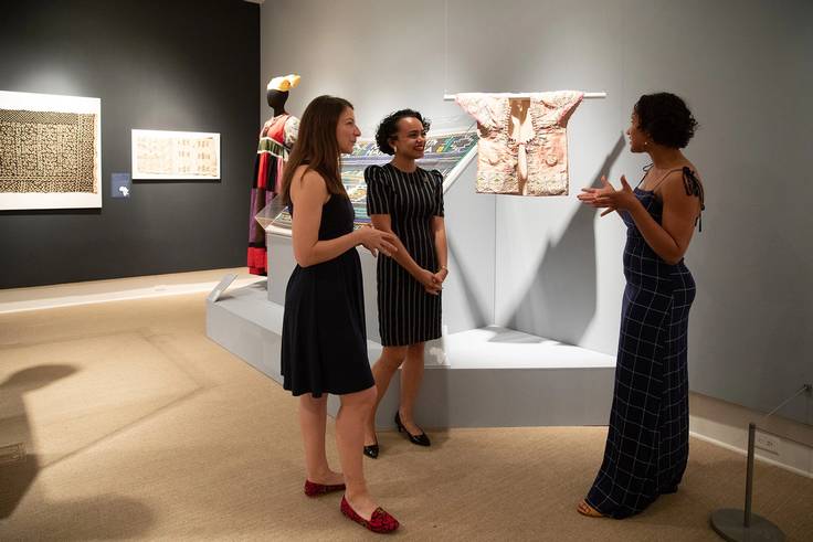 Morgan Snoap ’20, Cristina Toppin ’21, and art history professor MacKenzie Moon Ryan debut their original African art exhibition at the Cornell Fine Arts Museum. 