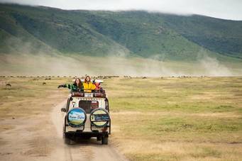Students on safari in Tanzania. 