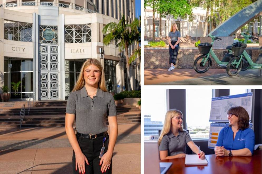 Bella MacDonald ’27 explores Orlando City Hall, bike sharing, and workplace collaboration.