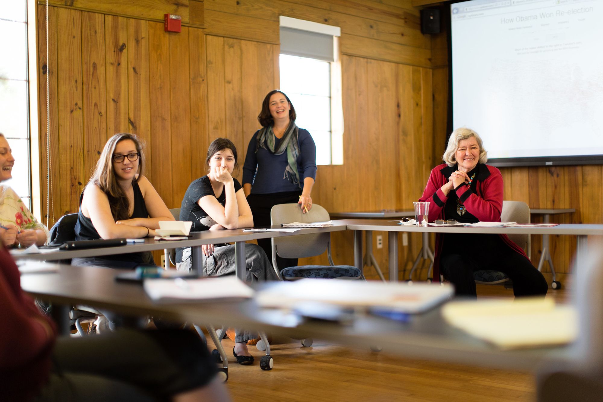 Students engage in a classroom discussion about gender rights.