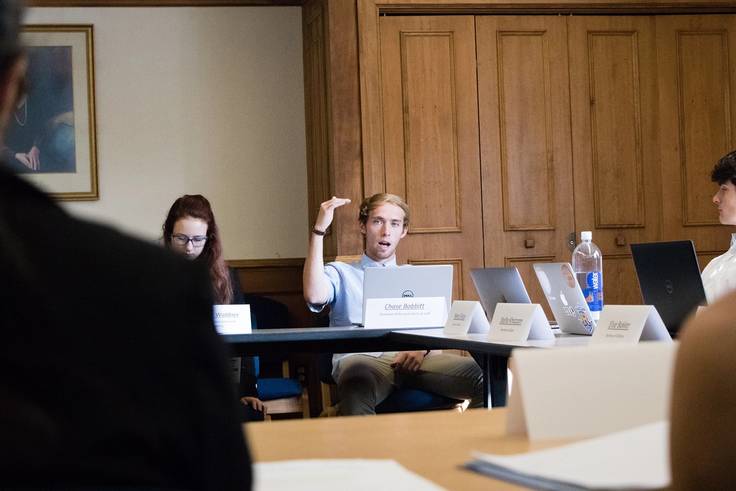 A student participated in a model United Nations during his Globalization course.