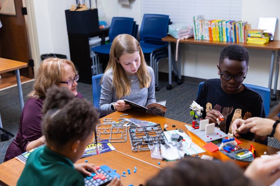 A group of students playing games at the EduCare program.