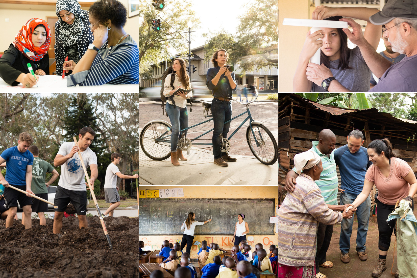 collage of students working in various communities