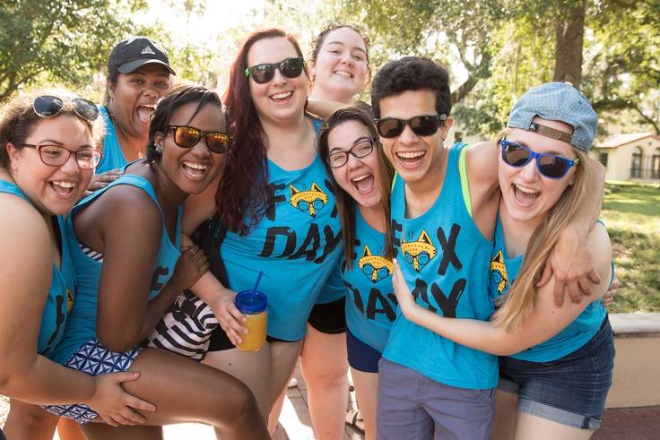 Rollins students wearing Fox Day shirts.